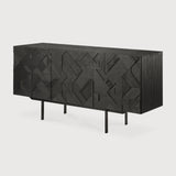 Graphic sideboard - varnished teak - black - 3 doors White Cliff Studio Sideboard