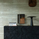 Graphic sideboard - varnished teak - black - 3 doors White Cliff Studio Sideboard