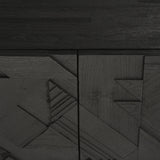 Graphic sideboard - varnished teak - black - 4 doors White Cliff Studio Sideboard