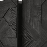 Graphic sideboard - varnished teak - black - 4 doors White Cliff Studio Sideboard