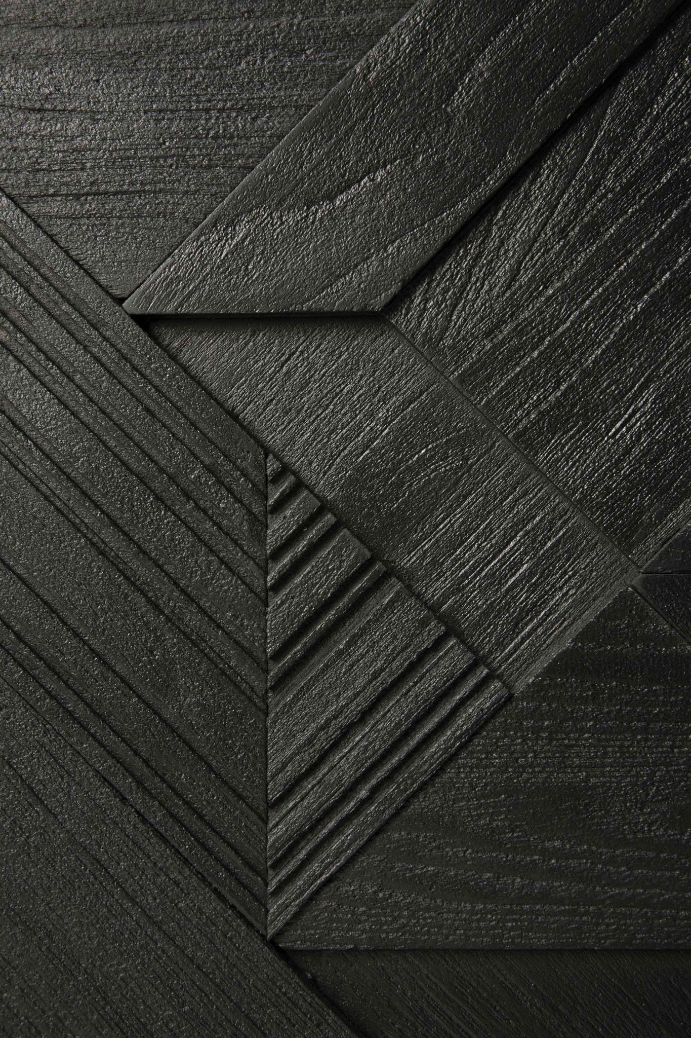 Graphic sideboard - varnished teak - black - 4 doors White Cliff Studio Sideboard