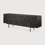 Graphic sideboard - varnished teak - black - 4 doors White Cliff Studio Sideboard