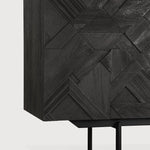 Graphic sideboard - varnished teak - black - 4 doors White Cliff Studio Sideboard