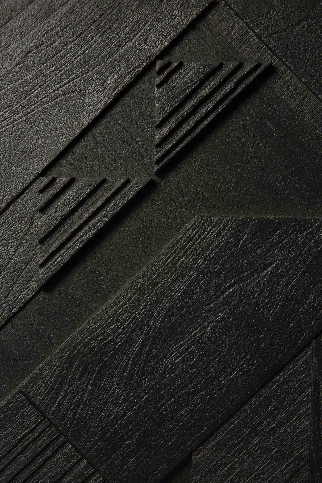 Graphic sideboard - varnished teak - black - 4 doors White Cliff Studio Sideboard