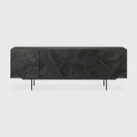 Graphic sideboard - varnished teak - black - 4 doors White Cliff Studio Sideboard