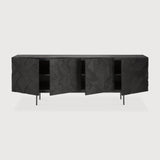 Graphic sideboard - varnished teak - black - 4 doors White Cliff Studio Sideboard