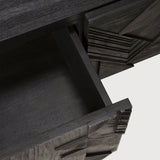 Graphic TV cupboard - varnished teak - black - 1 flip - down door - 1 drawers White Cliff Studio Media Console