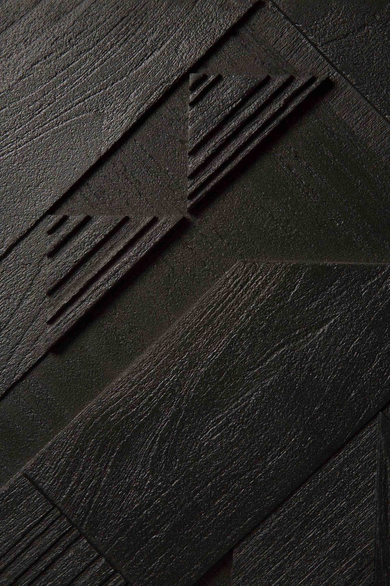 Graphic TV cupboard - varnished teak - black - 1 flip - down door - 2 drawers White Cliff Studio Media Console