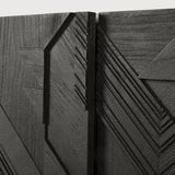 Graphic TV cupboard - varnished teak - black - 1 flip - down door - 2 drawers White Cliff Studio Media Console