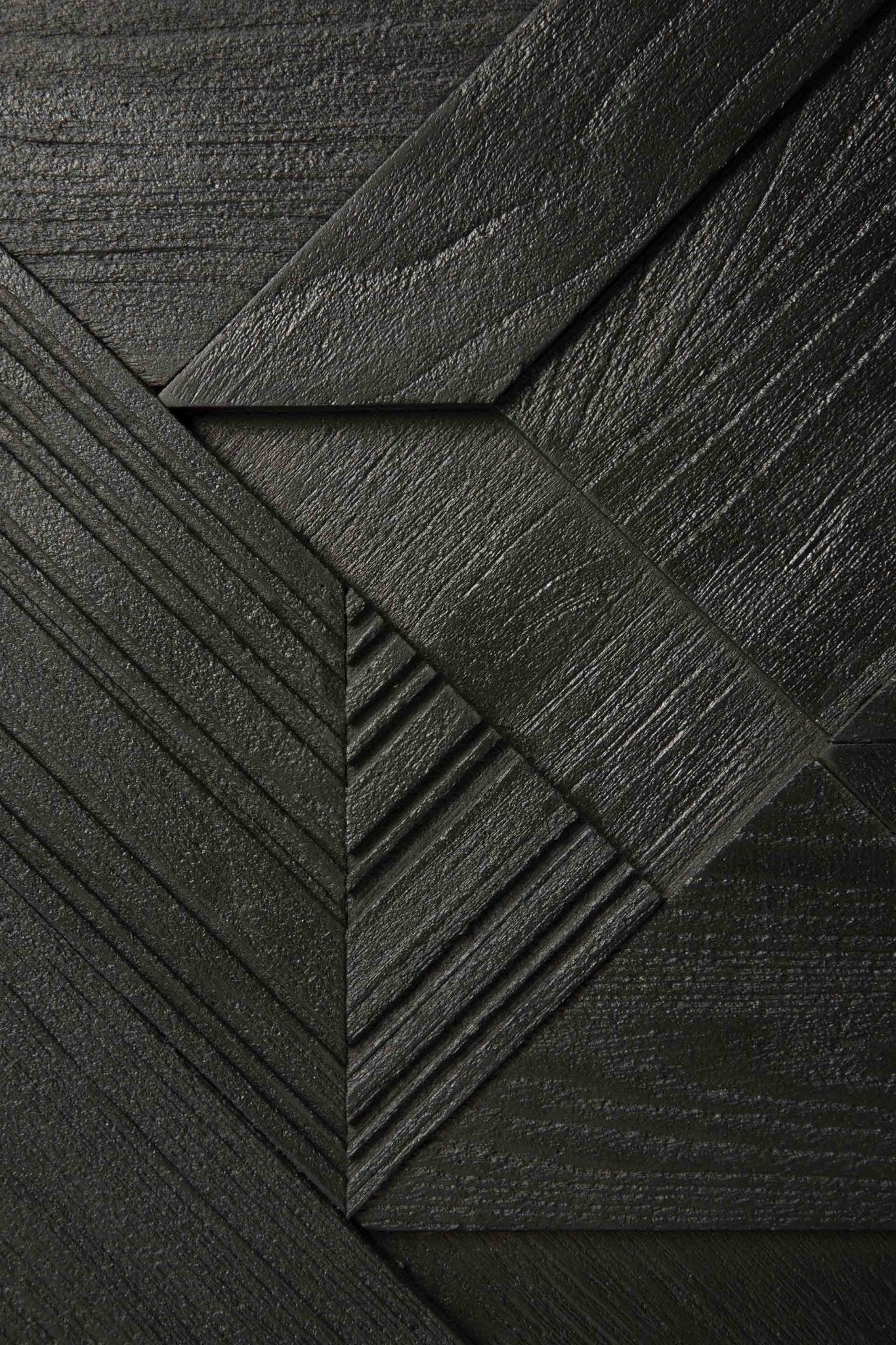 Graphic TV cupboard - varnished teak - black - 1 flip - down door - 2 drawers White Cliff Studio Media Console