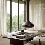 Grooves coffee table - varnished teak - off black - rectangular White Cliff Studio COFFEE TABLE