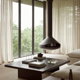 Grooves coffee table - varnished teak - off black - rectangular White Cliff Studio COFFEE TABLE