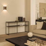 Grooves coffee table - varnished teak - off black - rectangular White Cliff Studio COFFEE TABLE