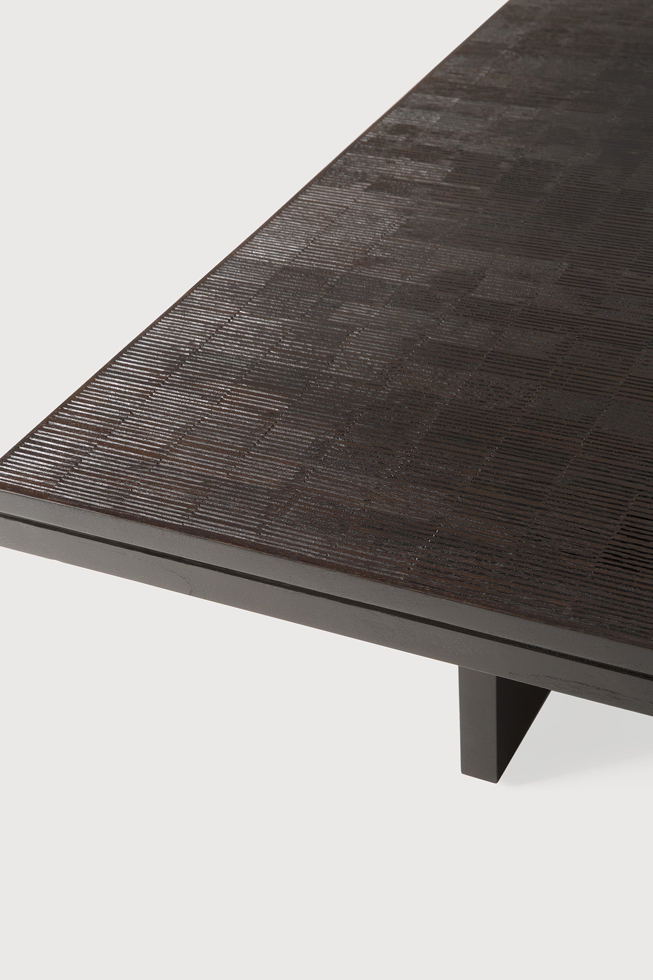Grooves coffee table - varnished teak - off black - rectangular White Cliff Studio COFFEE TABLE