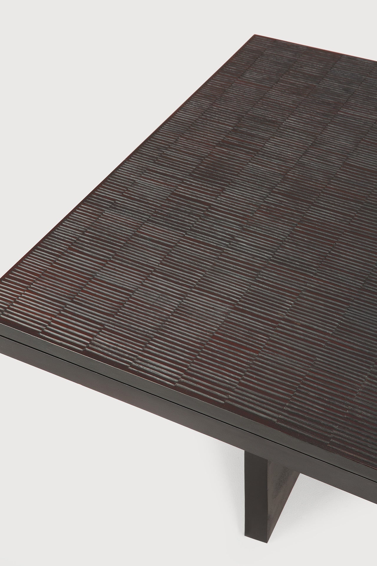 Grooves coffee table - varnished teak - off black - rectangular White Cliff Studio COFFEE TABLE