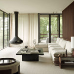 Grooves coffee table - varnished teak - off black - rectangular White Cliff Studio COFFEE TABLE