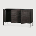 Grooves sideboard - varnished teak - off black - 3 doors White Cliff Studio Sideboard
