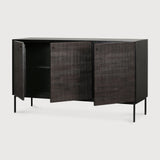 Grooves sideboard - varnished teak - off black - 3 doors White Cliff Studio Sideboard