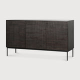 Grooves sideboard - varnished teak - off black - 3 doors White Cliff Studio Sideboard