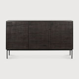 Grooves sideboard - varnished teak - off black - 3 doors White Cliff Studio Sideboard