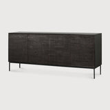 Grooves sideboard - varnished teak - off black - 4 doors White Cliff Studio Sideboard