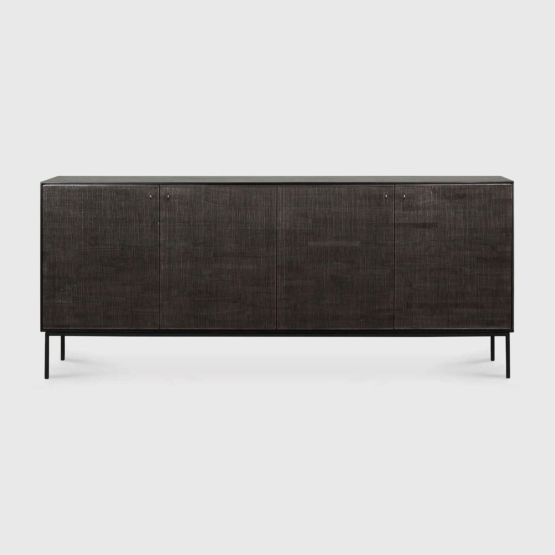 Grooves sideboard - varnished teak - off black - 4 doors White Cliff Studio Sideboard
