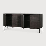 Grooves sideboard - varnished teak - off black - 4 doors White Cliff Studio Sideboard