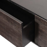Grooves TV cupboard - varnished teak - off black - 1 flip - down door - 1 drawer White Cliff Studio Media Console
