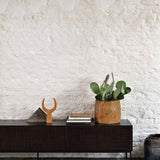 Grooves TV cupboard - varnished teak - off black - 1 flip - down door - 2 drawers White Cliff Studio Media Console