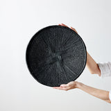 Hand - Painted Black Binga Flat Basket
