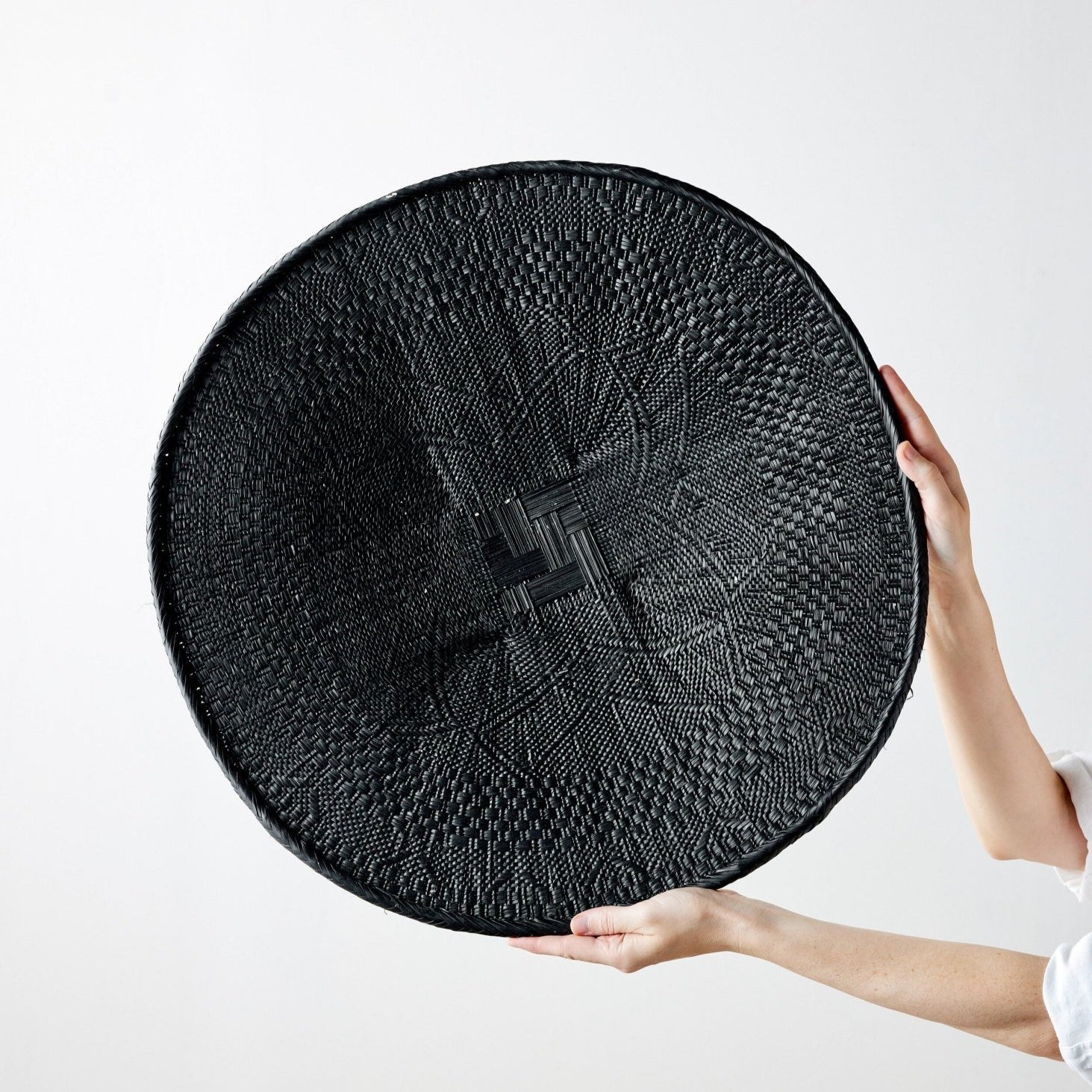 Hand - Painted Black Binga Flat Basket