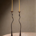 Handmade Iron Ferra Lily Candle Holders Set - Antique Bronze Taper