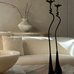 Handmade Iron Ferra Lily Candle Holders Set - Antique Bronze Taper