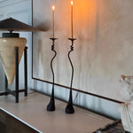 Handmade Iron Ferra Lily Candle Holders Set - Antique Bronze Taper