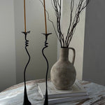 Handmade Iron Ferra Lily Candle Holders Set - Antique Bronze Taper