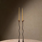 Handmade Iron Ferra Rose Candle Holders Set of 2 - Antique Bronze Taper