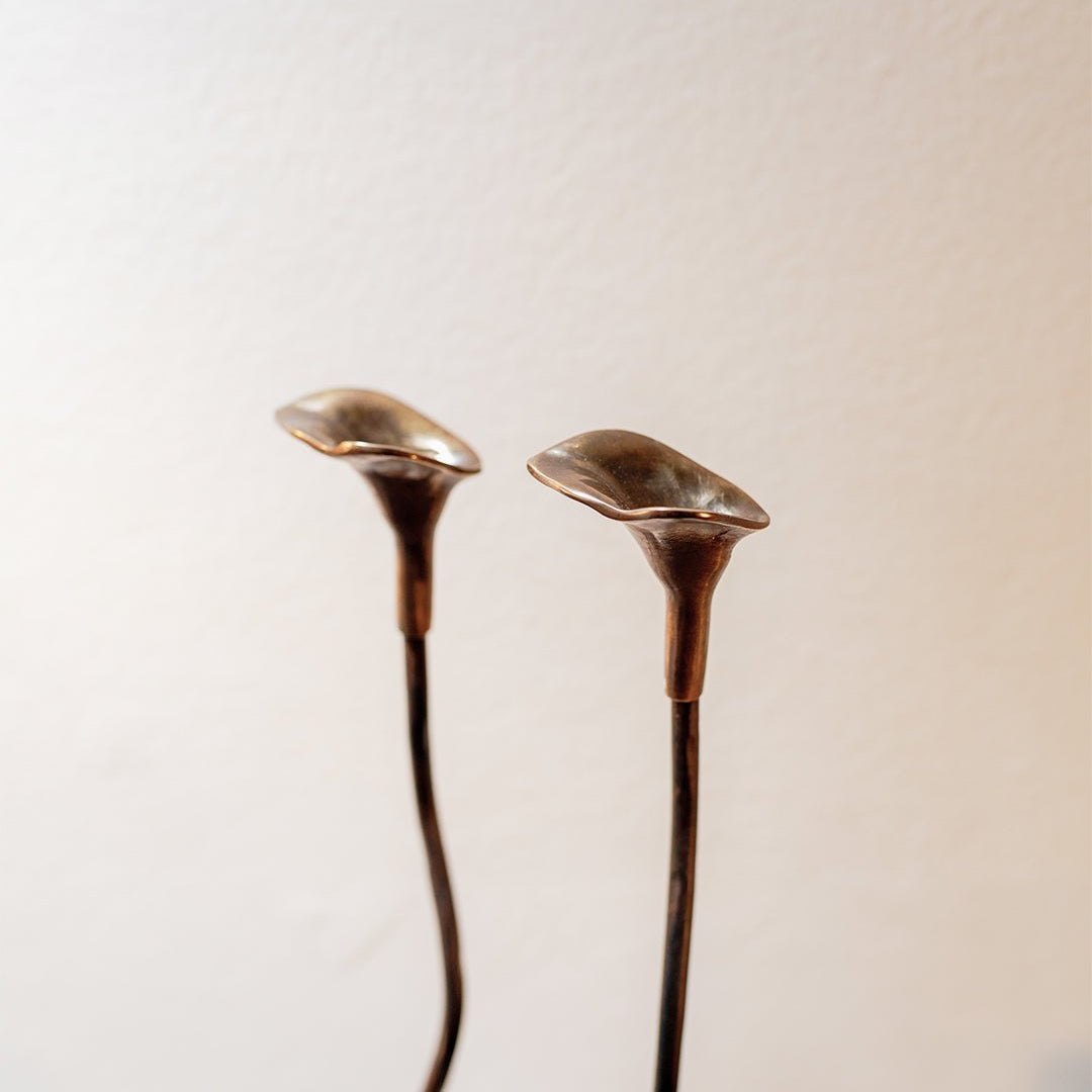 Handmade Iron Ferra Rose Candle Holders Set of 2 - Antique Bronze Taper