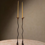Handmade Iron Ferra Rose Candle Holders Set of 2 - Antique Bronze Taper