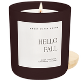 Hello Fall Soy Candle - Brown Matte Jar - 15 oz White Cliff Studio Candles and Candle Accessories
