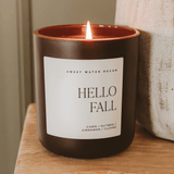 Hello Fall Soy Candle - Brown Matte Jar - 15 oz White Cliff Studio Candles and Candle Accessories