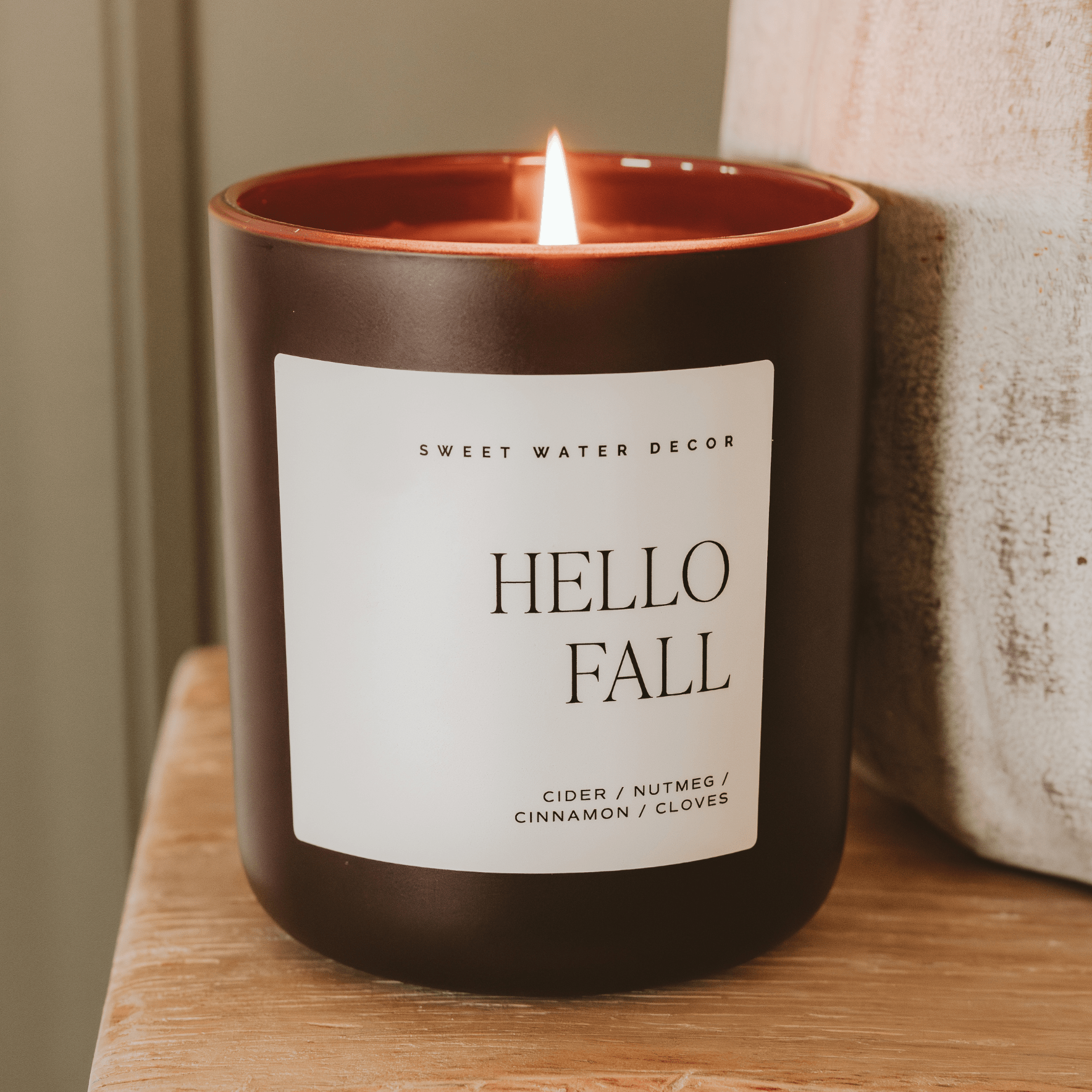 Hello Fall Soy Candle - Brown Matte Jar - 15 oz White Cliff Studio Candles and Candle Accessories