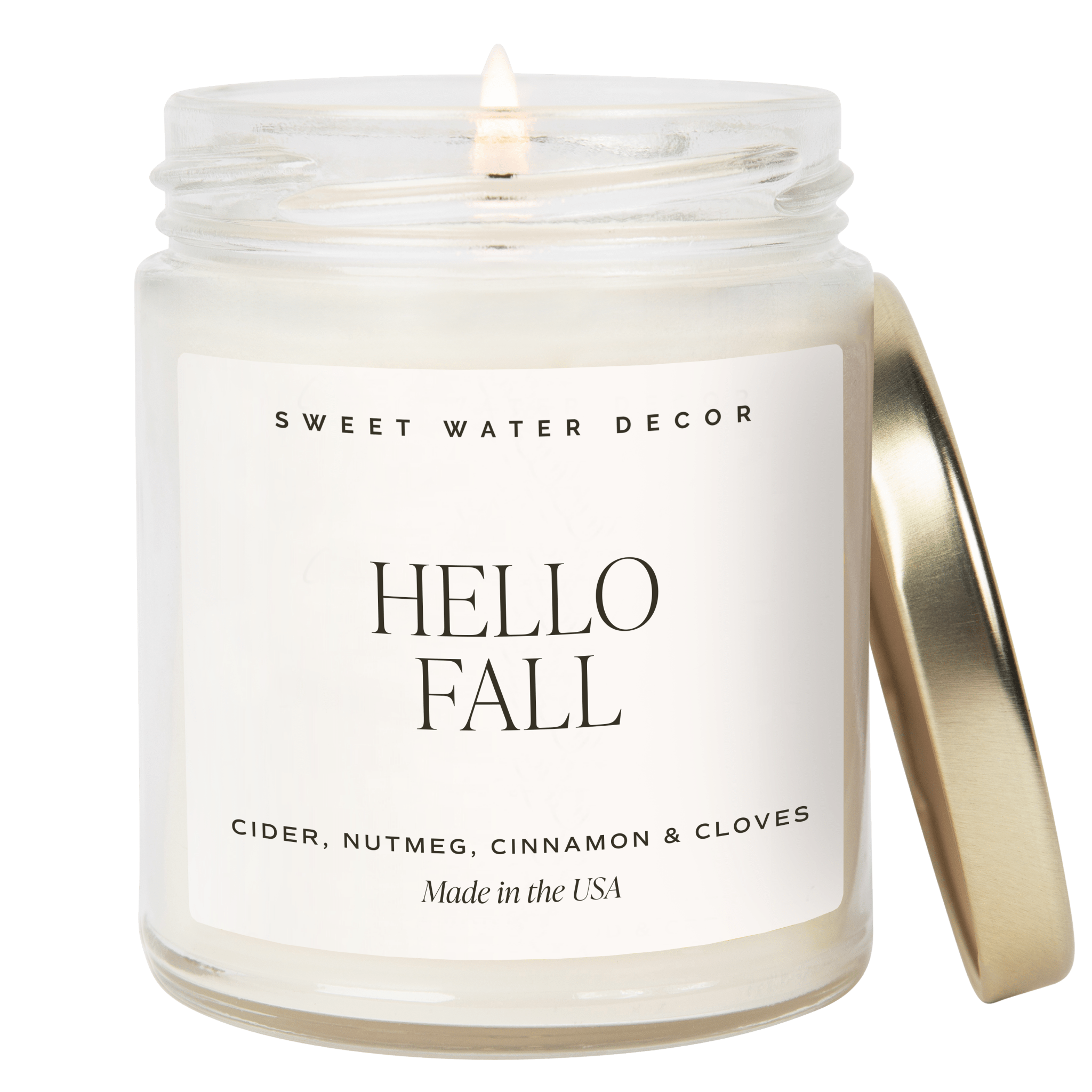 Hello Fall Soy Candle - Clear Jar - 9 oz White Cliff Studio Candles and Candle Accessories