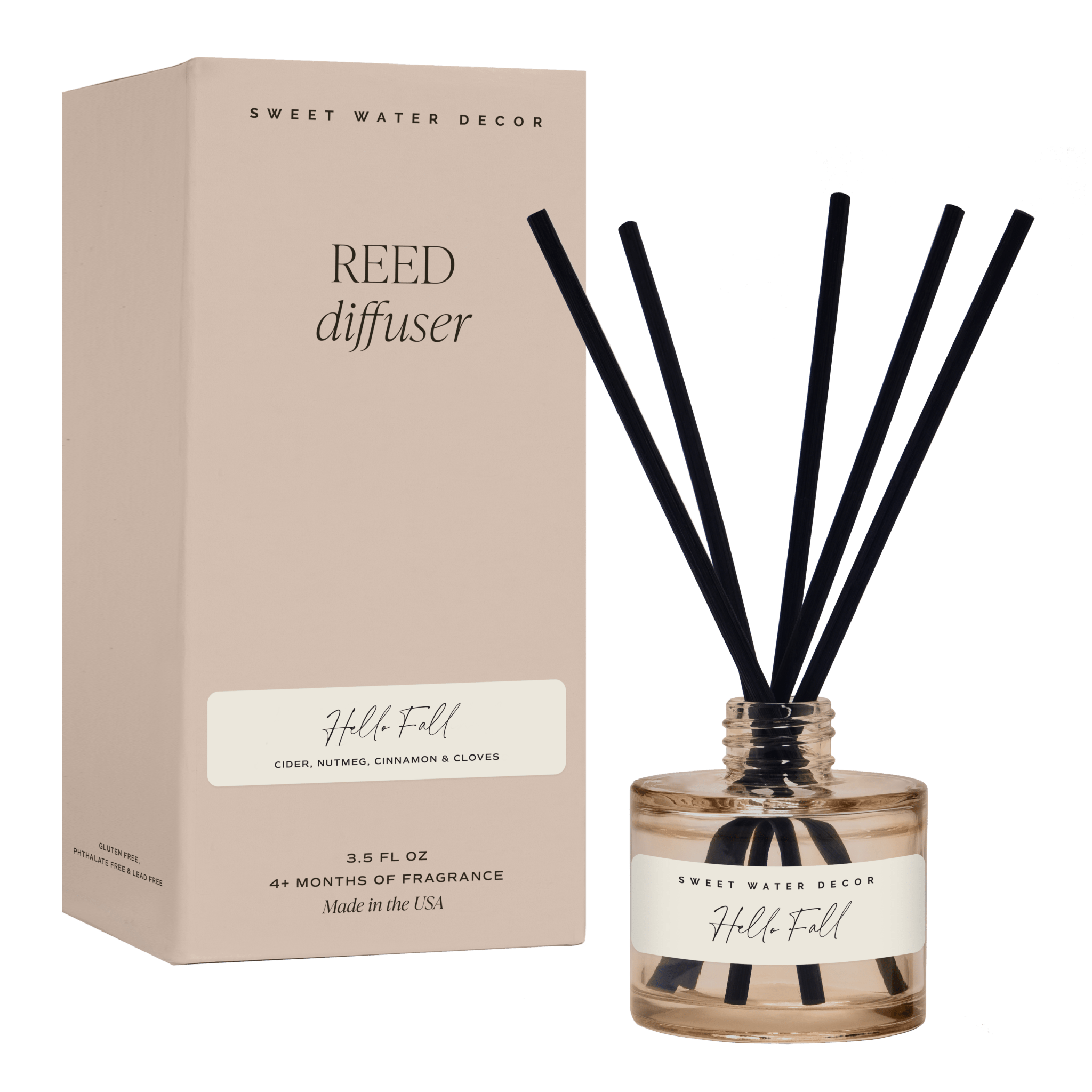 Hello Fall Tinted Glass Jar Reed Diffuser White Cliff Studio Reed Diffusers