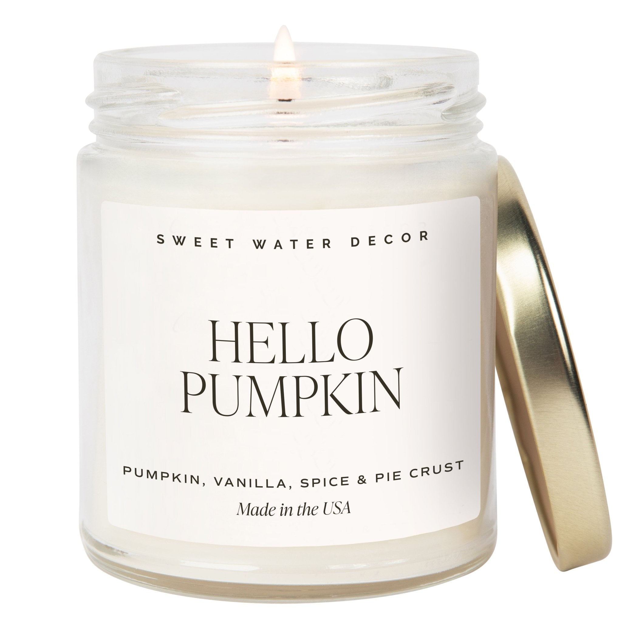 Hello Pumpkin Soy Candle - Clear Jar - 9 oz White Cliff Studio Candles and Candle Accessories
