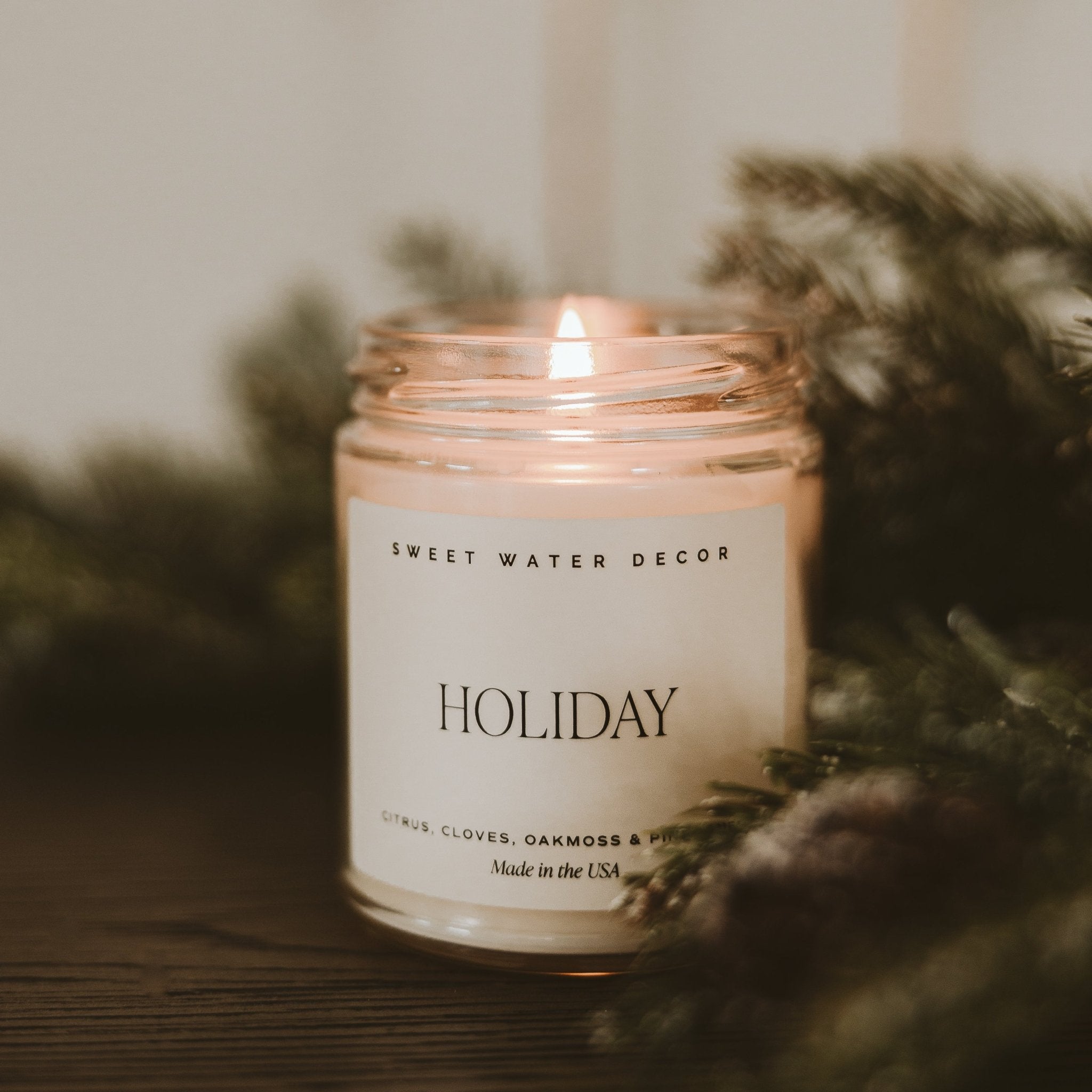 Holiday Soy Candle - Clear Jar - 9 oz White Cliff Studio Candles and Candle Accessories