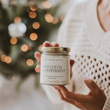 Hot Cocoa and Peppermint Soy Candle - Clear Jar - 9 oz White Cliff Studio Candles and Candle Accessories