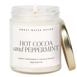 Hot Cocoa and Peppermint Soy Candle - Clear Jar - 9 oz White Cliff Studio Candles and Candle Accessories