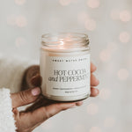 Hot Cocoa and Peppermint Soy Candle - Clear Jar - 9 oz White Cliff Studio Candles and Candle Accessories