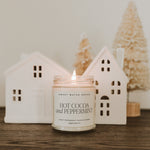 Hot Cocoa and Peppermint Soy Candle - Clear Jar - 9 oz White Cliff Studio Candles and Candle Accessories