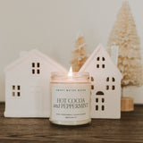 Hot Cocoa and Peppermint Soy Candle - Clear Jar - 9 oz White Cliff Studio Candles and Candle Accessories